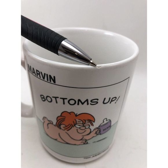 Vintage Hallmark Bottoms Up Marvin Coffee Mug 1982 Tom Armstrong White Cup Comic - Picture 8 of 8